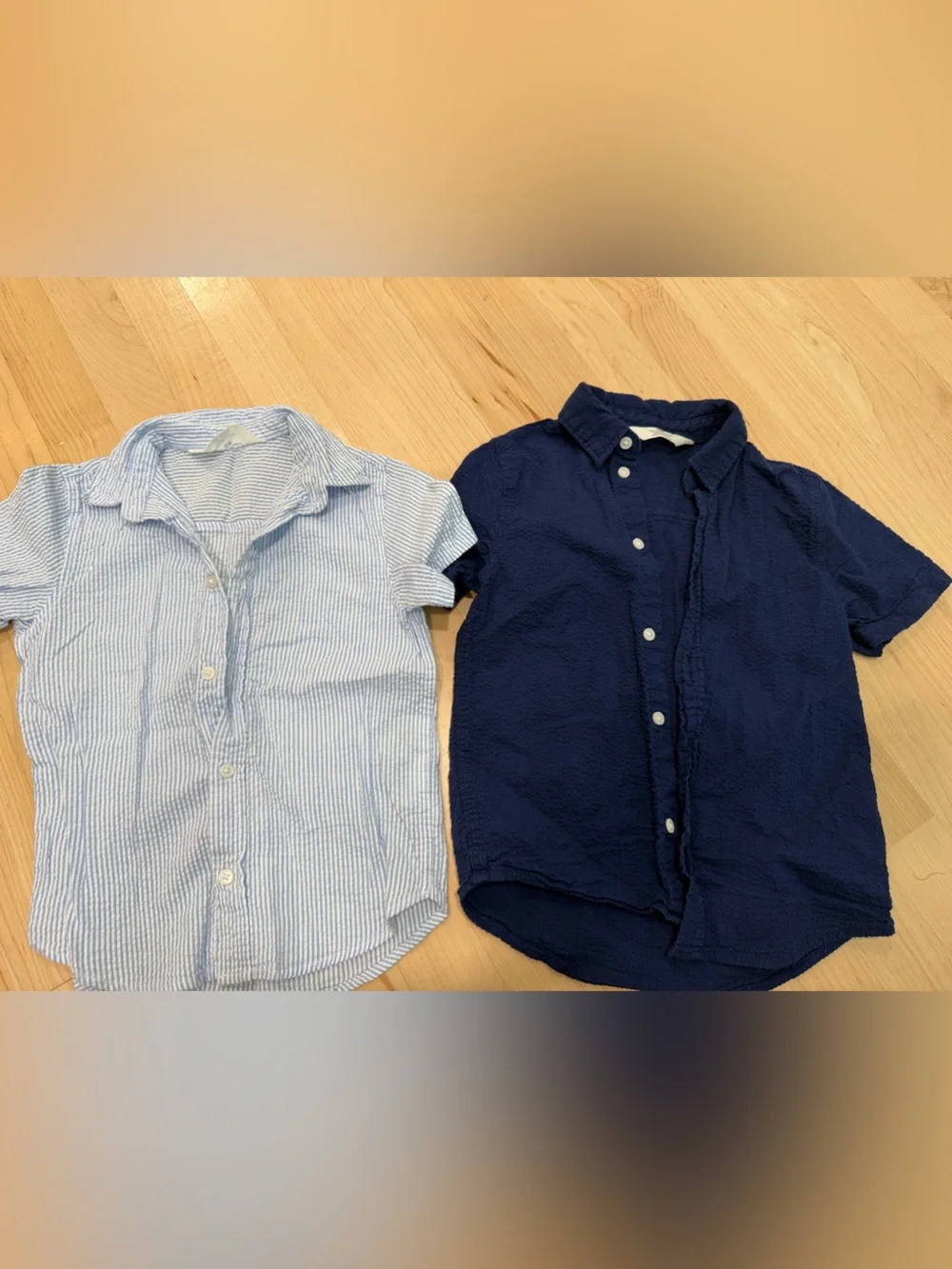 H&M Kids Short-Sleeve Button-Down Shirts - Navy & Light Blue Stripe